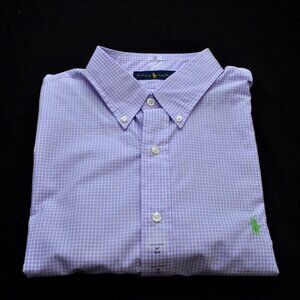$125 NWT Men Ralph Lauren Button Front Down Plaid Dress Shirt Casual Pony Top 18